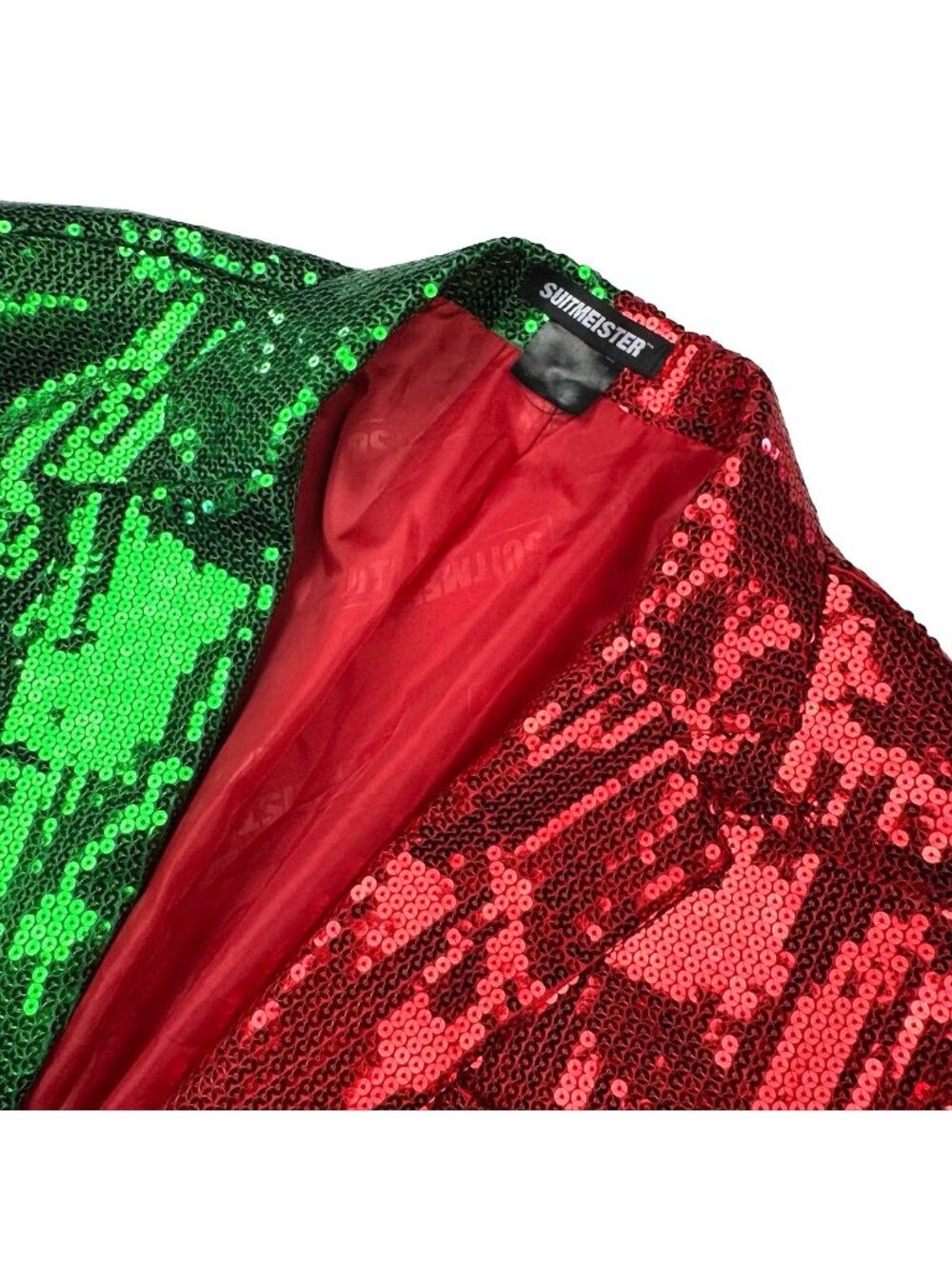 Suitmeister Men's Christmas Sequin Christmas Blazer Red Green • XL 46